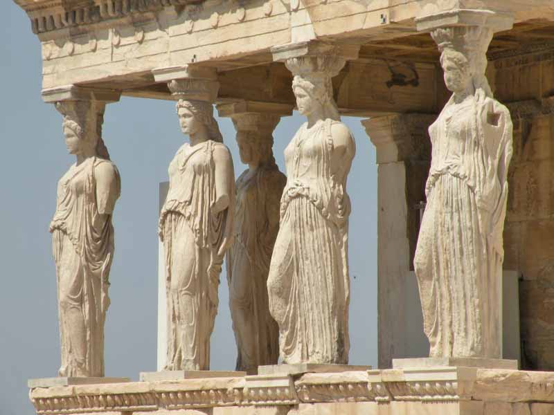 The Caryatids of the Erechtheion on the Acropolis in Athens